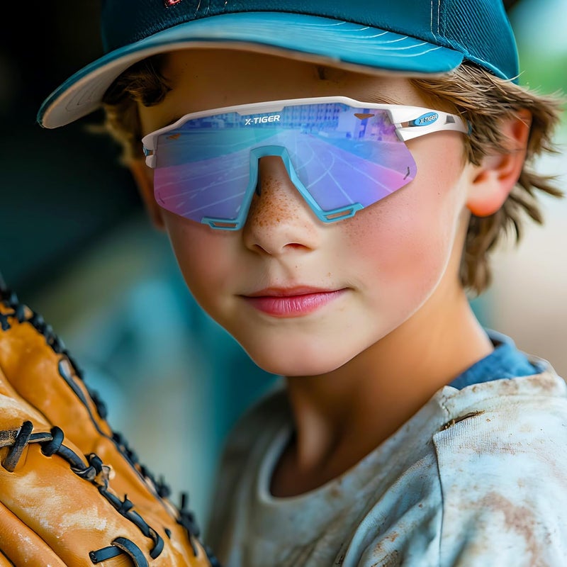 Xtiger Polarized Kids Sunglasses Youth Baseball Sunglasses UV400 Boys Girls Sports Sun Glasses for Softball Cycling Scooter - Image 2